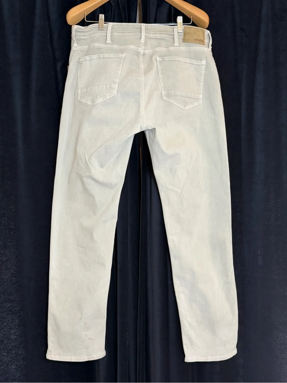 Mavi Zach Straight Leg Jeans 38x32 Beige Stretch Denim Mens